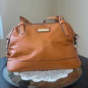 Caramel Faux Leather Shoulder Bag